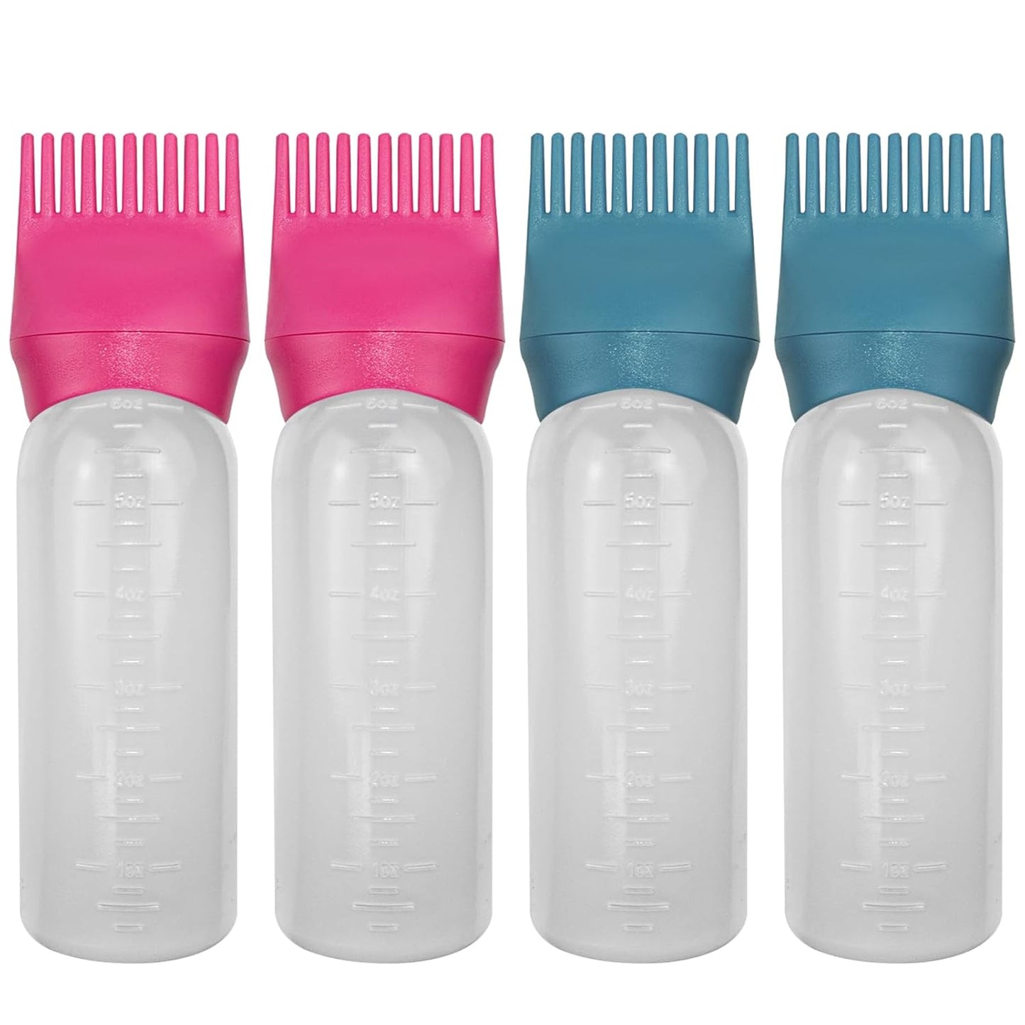 4PCS Hair Oiler Comb Bottle, Root Applicator for Scalp Oil and Hair Oiling, 6Oz (Pink, Purple, White, Black)