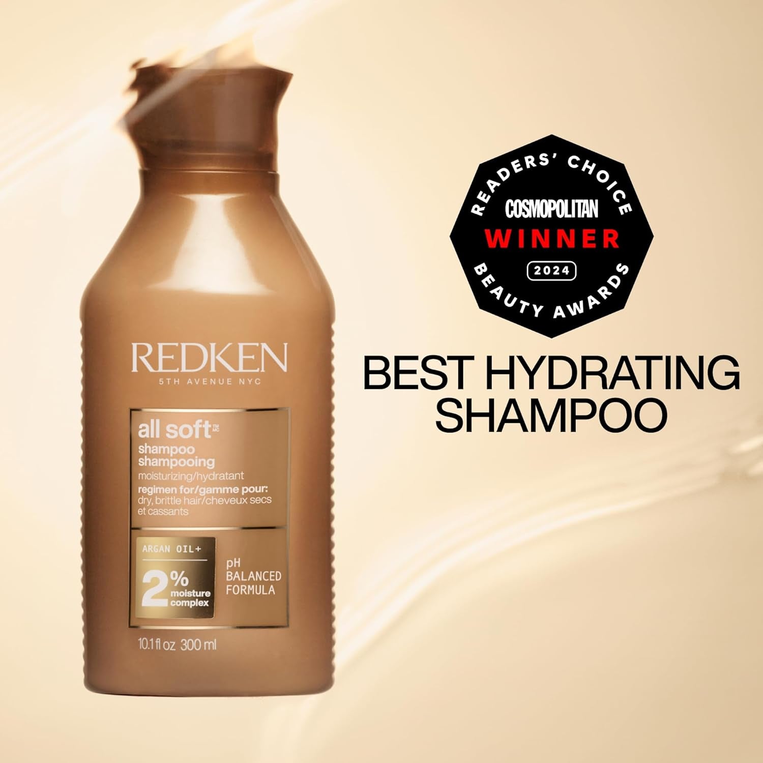 Redken All Soft Shampoo for Dry Hair - Provides Intense Softness and Shine, with Argan Oil