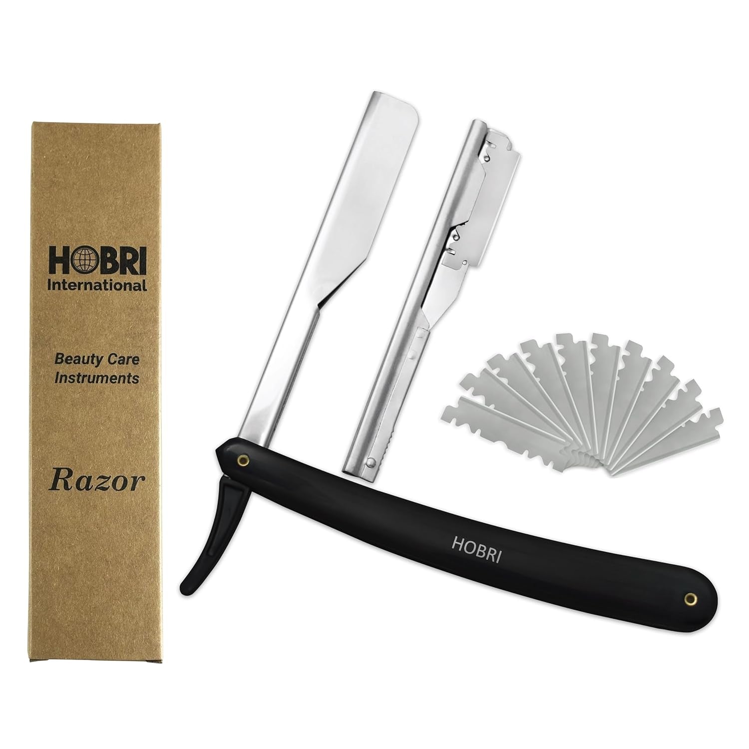 Professional Barber Straight Edge Razor with 10 Blades Men'S Manual Shaver Salon Quality Razor