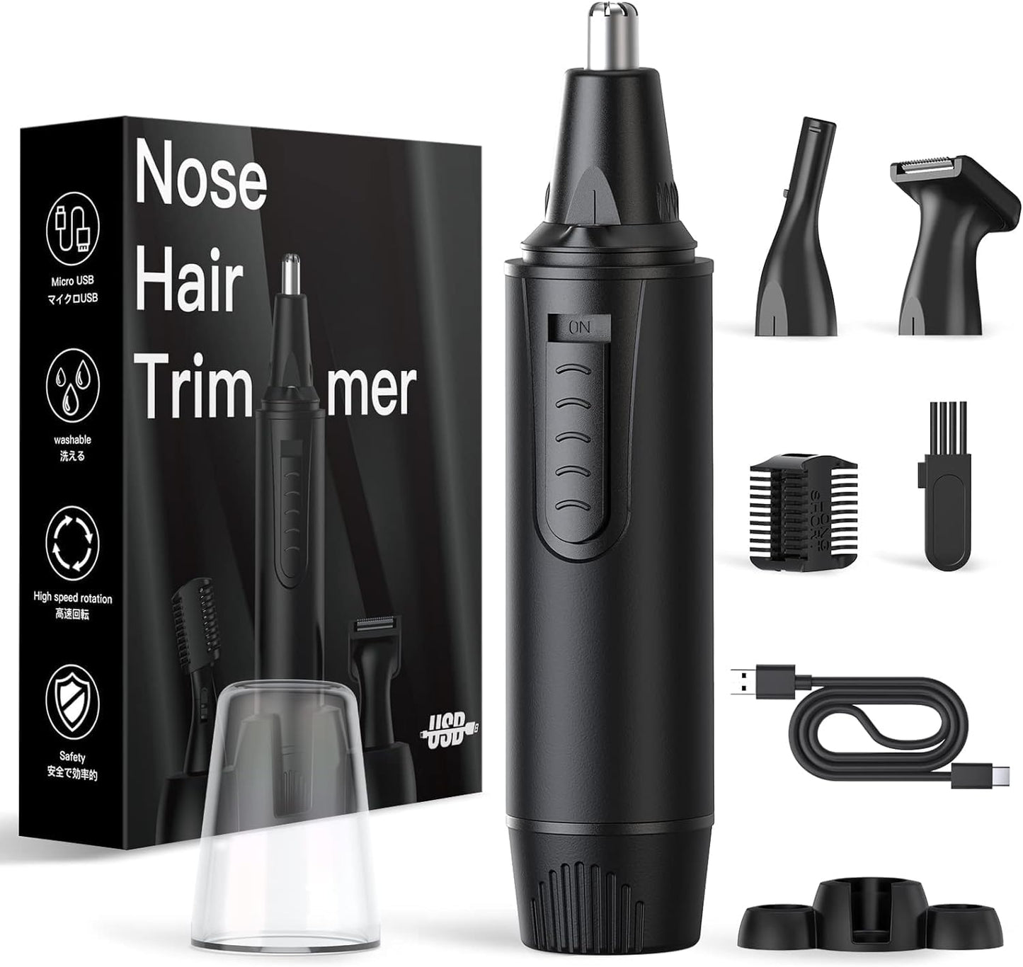 Nose Hair Trimmer for Men, 2025 Painless USB Rechargeable Nose Hair Trimmer, Ear and Nose Hair Trimmer for Men, Professional Facial Hair Trimmer with IPX7 Waterproof Dual Edge Blades