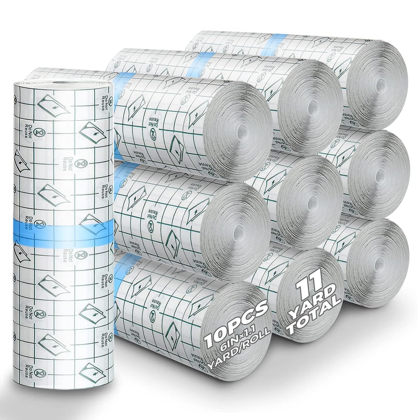 Tattoo Aftercare Waterproof Bandages, 6" X 4.4 Yard Tattoo Cover up Tape, Tattoo Supplies Second Skin Transparent Film Healing Protective Clear Sterile and Safe Bandages 4 Rolls (6" X 1.1 Yard/Roll)