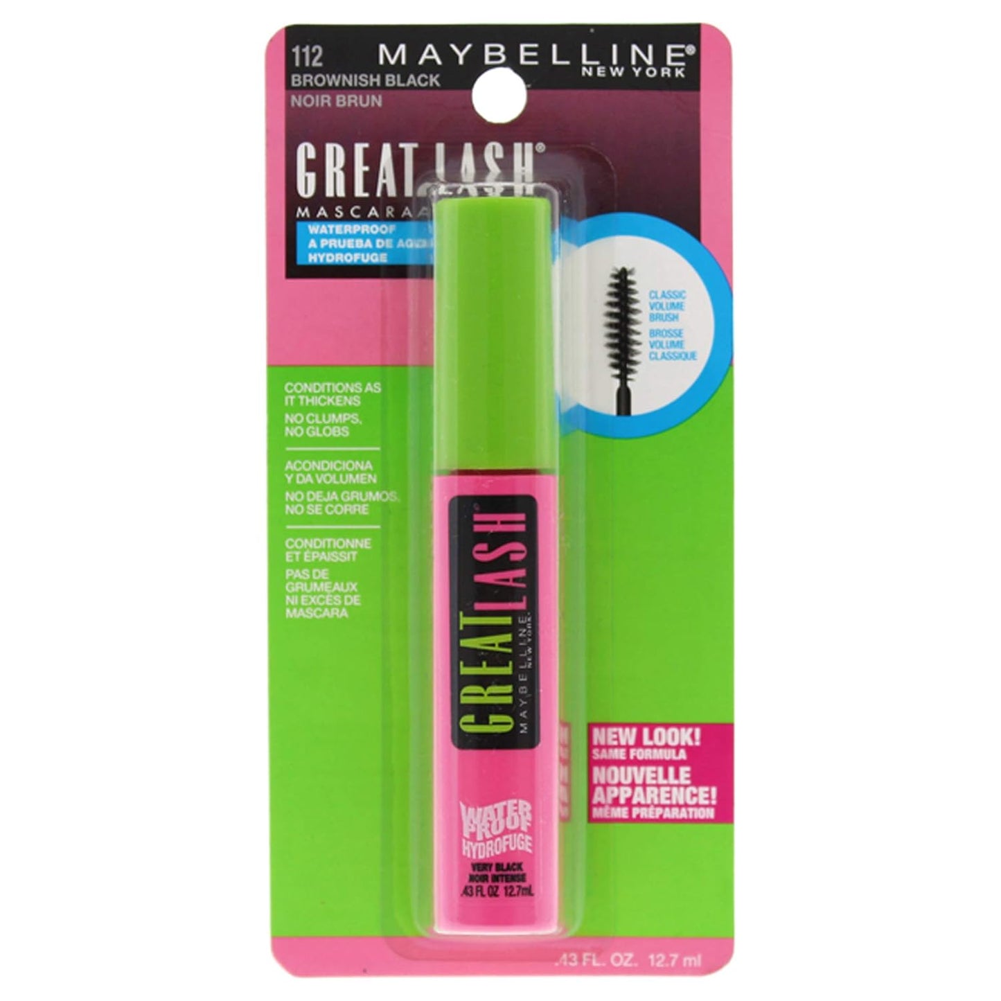 Great Lash Washable Mascara Makeup, Volumizing Lash-Doubling Formula That Conditions as It Thickens, Blackest Black, 1 Count