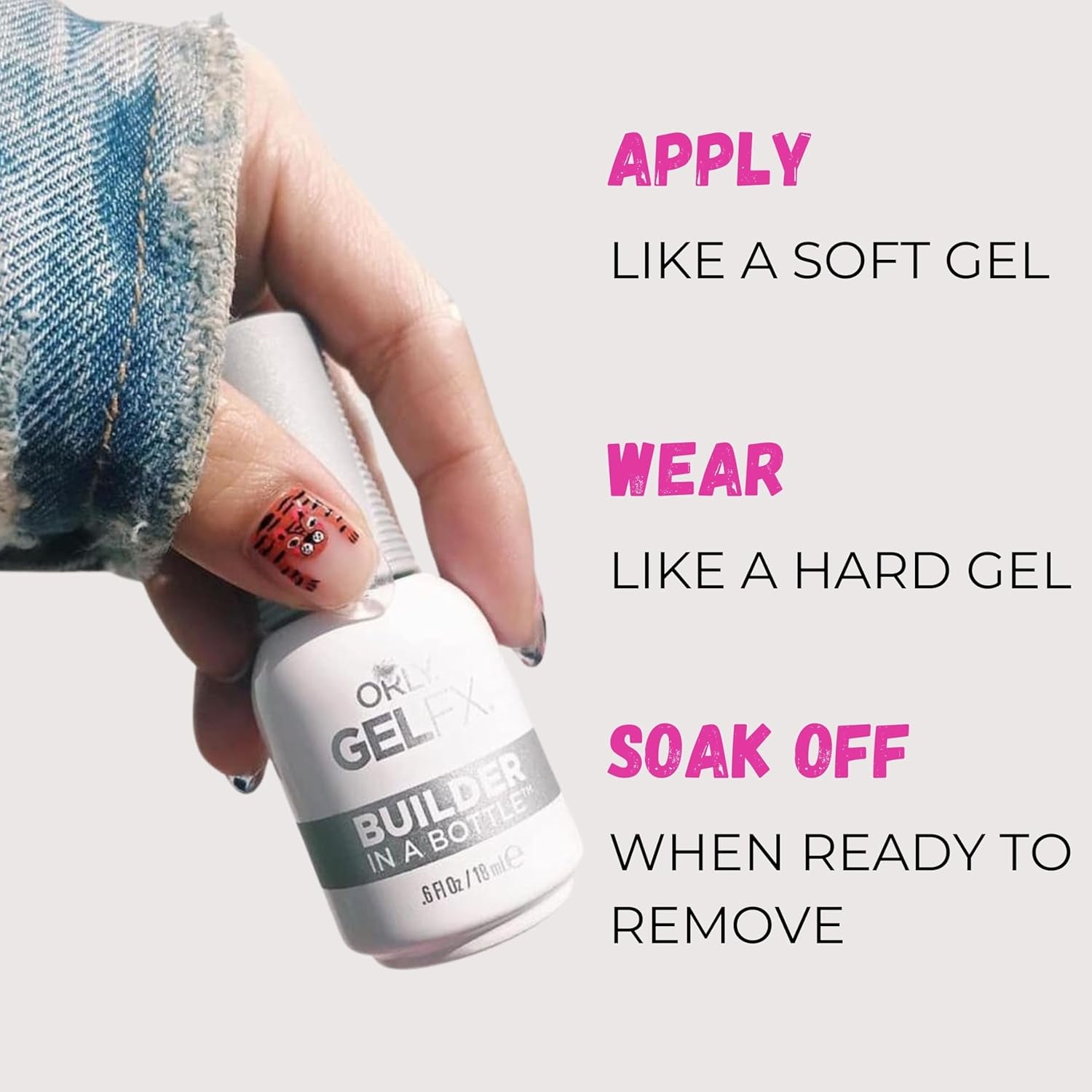 Builder in a Bottle Soak-Off Sculpting Gel for Quick Nail Extension, Repair and Strengthening | Long-Lasting Builder Gel with Brush-On Application |Salon-Quality Nails at Home (Clear)