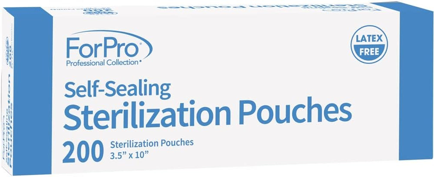 Self-Sealing Sterilization Pouches, Latex-Free, Color Changing Indicator, 3.5" W X 10" L, 200-Count