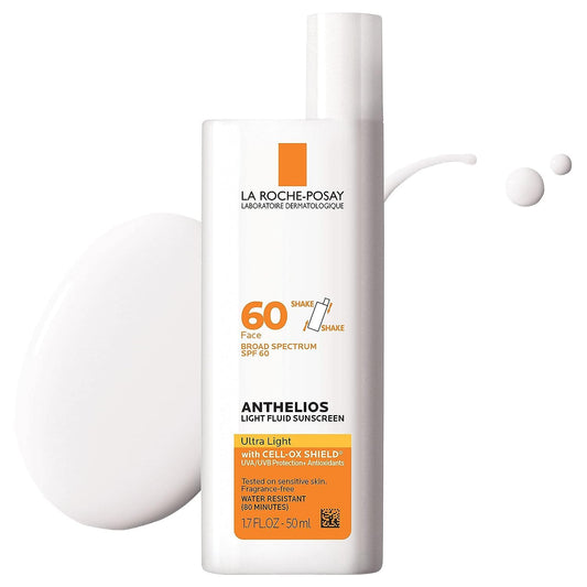 Anthelios Light Fluid Facial Sunscreen SPF 60, Lightweight Sunscreen for Face, Fluid Texture, Broad Spectrum SPF + Antioxidants, Oil Free & Oxybenzone Free, Travel Size 1.7 Fl. Oz.