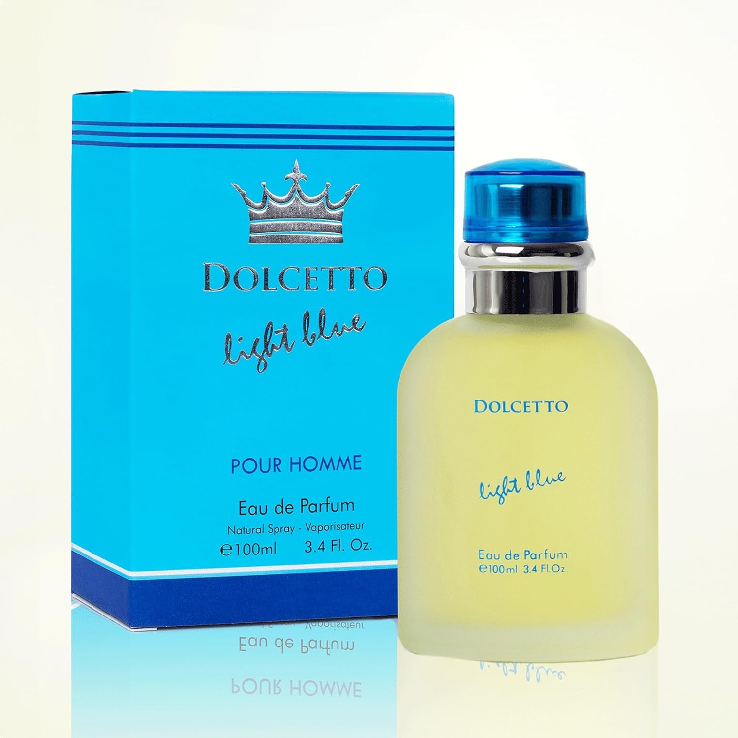 Dolcetto Light Blue Eau De Parfum for Men 3.4 Fl. Oz. 100Ml Refreshing Combination of Woody Floral & Aquatic Fragrance - Scent Lasts All Day a Gift for Any Occasion