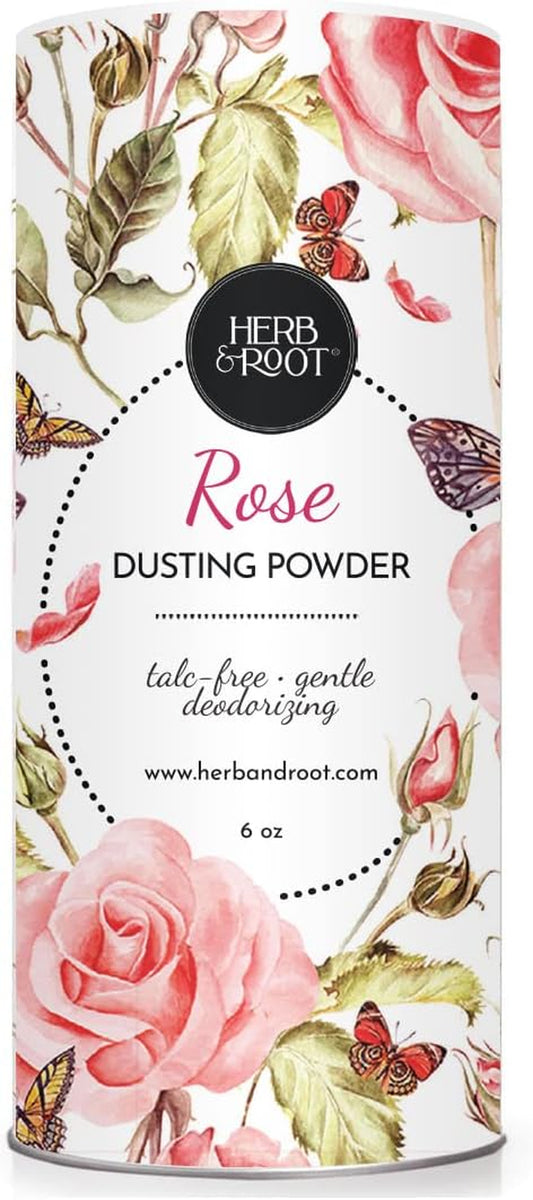 Rose Scented Fragrant Talc-Free Dusting Powder for Women, Feminine Powder, Body Powder, Bath Powder, Anti-Chafing Powder, Baby Powder, 6 Oz