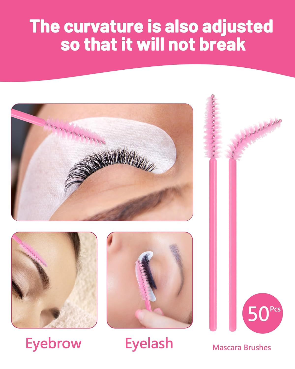 Lash Shampoo for Lash Extensions - 60ML Lash Extension Cleanser with Lash Fan Cleaning Brush Rinse Bottle and 50 Pcs Mascara Brush, Rich Foam Lash Wash for Eyelash Extension Home Use(Pink)